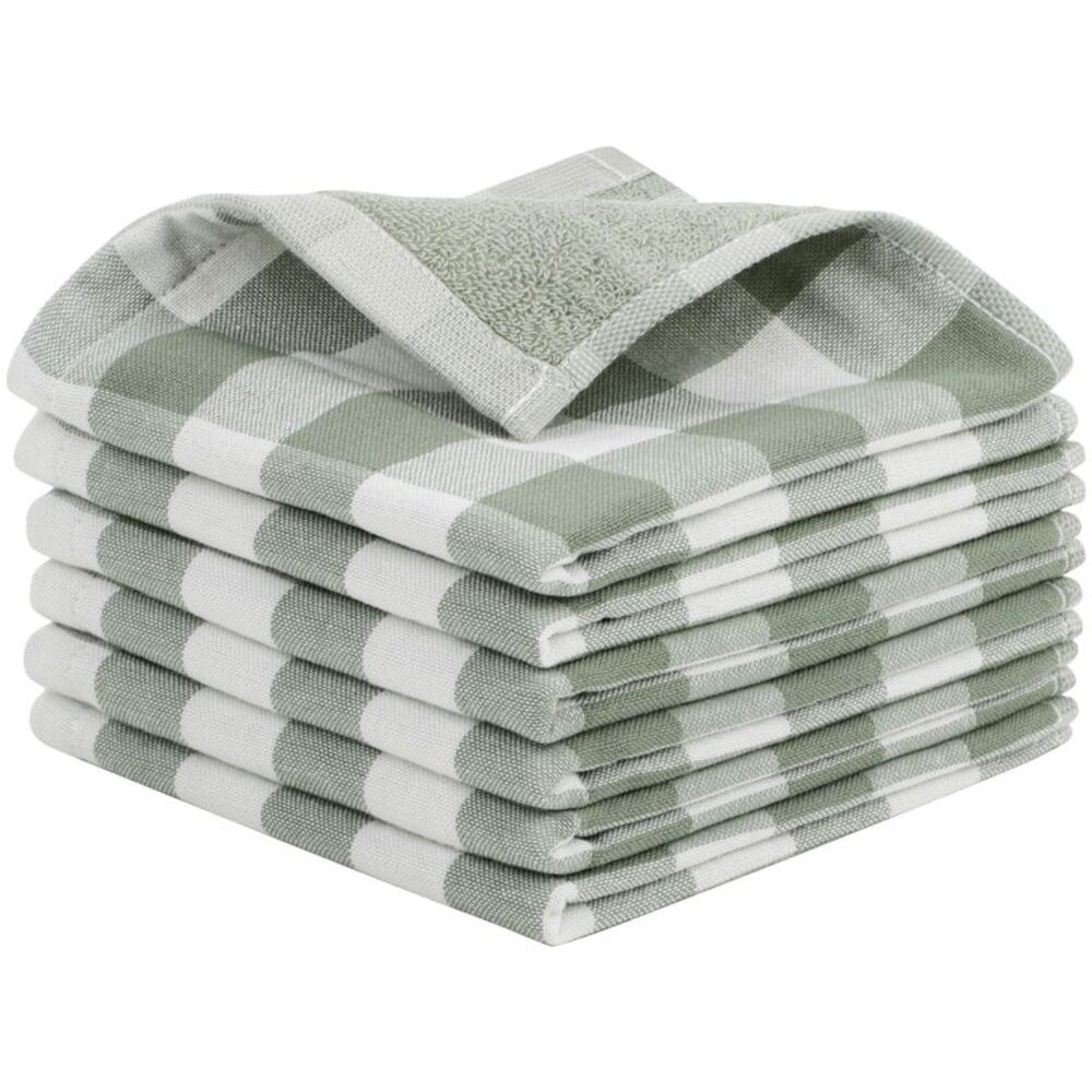 Dishcloths Soft Absorbent Drying Kitchen Washcloths with Hang Loop Green
